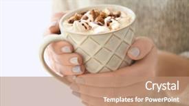  Presentation with cocoa - Theme having cup of tasty cocoa drink background and a coral colored foreground
