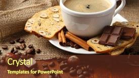  Presentation with chocolate biscuits - Slide deck having cup of tasty coffee background and a tawny brown colored foreground