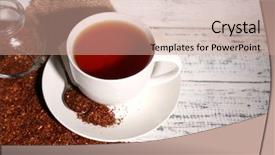  Presentation with tea tasting - Slides enhanced with cup of tasty rooibos tea background and a coral colored foreground