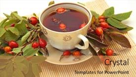  Presentation with tea cup - Beautiful presentation featuring cup-of-tea-and-berry backdrop and a yellow colored foreground
