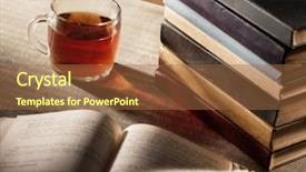  Presentation with tea cup - Amazing presentation theme having cup of tea and books backdrop and a red colored foreground