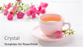  Presentation with pink roses - Slide deck featuring cup-of-tea-and-branch background and a lemonade colored foreground