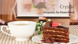  Presentation with cup cake - Beautiful theme featuring cup-of-tea-and-delicious backdrop and a lemonade colored foreground