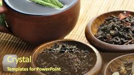  Presentation with tea - Slide set having cup of tea and loose background and a tawny brown colored foreground