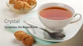  Presentation with muffins - Cool new presentation theme with cup of tea and muffins backdrop and a soft green colored foreground