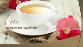  Presentation with pink flowers - Amazing presentation theme having cup-of-tea-and-pink backdrop and a lemonade colored foreground