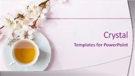  Presentation with tea cup - Cool new slide deck with cup of tea and spring backdrop and a sky blue colored foreground