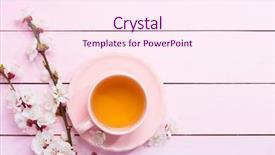  Presentation with tea cup - Slide set having cup of tea and spring background and a pink colored foreground