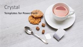  Presentation with cookie - Presentation design consisting of cup-of-tea-and-teabag background and a light gray colored foreground