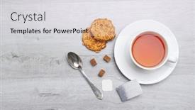  Presentation with cookie - Presentation with cup-of-tea-and-teabag background and a light gray colored foreground