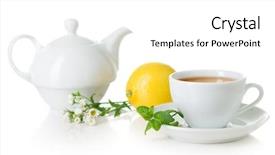  Presentation with cup of lemon tea - Cool new presentation theme with cup of tea and teapot backdrop and a white colored foreground