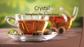  Presentation with green tea - Presentation design consisting of cup of tea and teapot background and a yellow colored foreground