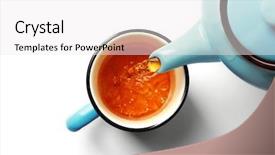  Presentation with tea cup - PPT theme featuring cup of tea and teapot background and a white colored foreground
