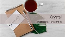  Presentation with cup of lemon tea - Presentation theme consisting of cup of tea for breakfast background and a light gray colored foreground