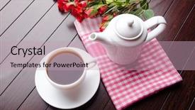  Presentation with catering - Slide deck consisting of cup of tea in catering concept background and a coral colored foreground