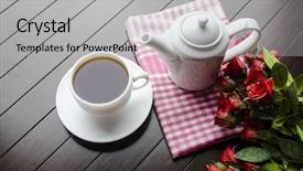  Presentation with catering - Audience pleasing slides consisting of cup of tea in catering concept backdrop and a light gray colored foreground