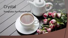 Presentation with catering - Colorful PPT theme enhanced with cup of tea in catering concept backdrop and a light gray colored foreground