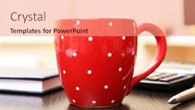  Presentation with tea cup - Audience pleasing slides consisting of cup-of-tea-in-office backdrop and a coral colored foreground