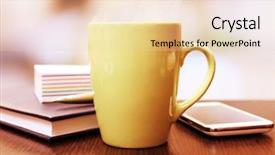  Presentation with tea cup - Presentation theme having cup of tea in office background and a lemonade colored foreground
