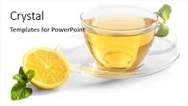  Presentation with herbal - Slide set enhanced with cup of tea isolated background and a white colored foreground