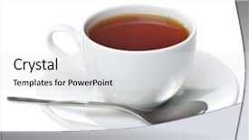  Presentation with cup of lemon tea - Beautiful presentation featuring cup of tea isolated backdrop and a sky blue colored foreground