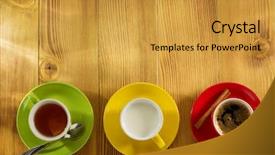  Presentation with milk tea - Audience pleasing presentation theme consisting of cup of tea milk coffee backdrop and a gold colored foreground