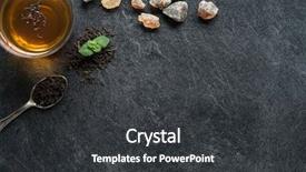  Presentation with crystals - Presentation consisting of cup of tea on blackboard background and a dark gray colored foreground