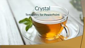  Presentation with tea cup - Colorful slide deck enhanced with cup of tea on wooden backdrop and a sky blue colored foreground