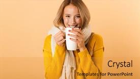  Presentation with garden tea party pretty - Audience pleasing theme consisting of woman holding cup of tea backdrop and a gold colored foreground