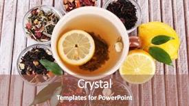  Presentation with cup of lemon tea - Audience pleasing slide set consisting of cup of tea with aromatic backdrop and a tawny brown colored foreground