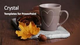  Presentation with tea cup - PPT theme with cup of tea with autumn background and a  colored foreground
