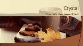  Presentation with barn wood autumn apples - Slide set consisting of cup of tea with autumn background and a  colored foreground