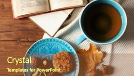  Presentation with tea cup - Presentation theme featuring cup of tea with autumn background and a  colored foreground