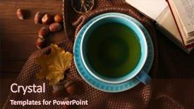  Presentation with barn wood autumn apples - Slide deck enhanced with cup of tea with autumn background and a  colored foreground