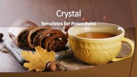  Presentation with barn wood autumn apples - Presentation featuring cup of tea with autumn background and a  colored foreground