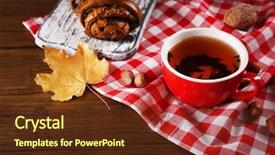  Presentation with decor - Colorful PPT layouts enhanced with cup of tea with autumn backdrop and a  colored foreground
