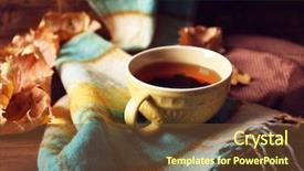  Presentation with tea cup - Slides featuring cup of tea with autumn background and a  colored foreground