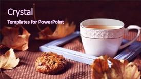  Presentation with tea cup - PPT layouts with cup of tea with autumn background and a  colored foreground