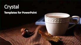  Presentation with tea cup - Slides featuring cup of tea with autumn background and a  colored foreground