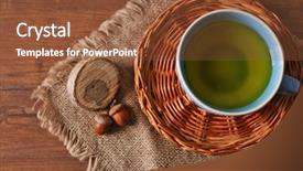  Presentation with barn wood autumn apples - Theme featuring cup of tea with autumn background and a  colored foreground