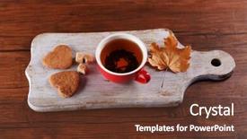  Presentation with tea cup - Amazing slide deck having cup of tea with autumn backdrop and a  colored foreground