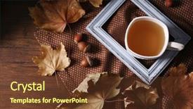  Presentation with tea cup - PPT theme featuring cup of tea with autumn background and a  colored foreground