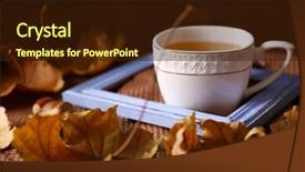  Presentation with tea cup - Presentation having cup of tea with autumn background and a  colored foreground