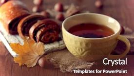  Presentation with barn wood autumn apples - PPT theme with cup of tea with autumn background and a  colored foreground