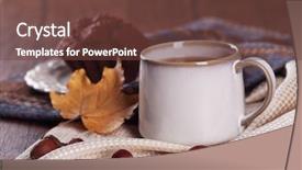  Presentation with barn wood autumn apples - Colorful PPT layouts enhanced with cup of tea with autumn backdrop and a  colored foreground