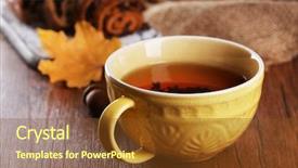  Presentation with tea cup - Amazing PPT layouts having cup of tea with autumn backdrop and a  colored foreground