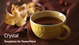  Presentation with tea cup - Colorful PPT theme enhanced with cup of tea with autumn backdrop and a  colored foreground