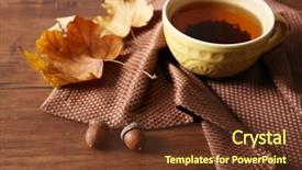  Presentation with tea cup - Slides enhanced with cup of tea with autumn background and a  colored foreground
