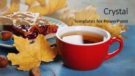  Presentation with barn wood autumn apples - Slides having cup of tea with autumn background and a  colored foreground