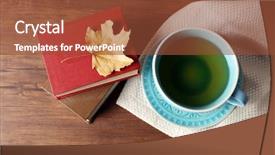  Presentation with tea cup - Beautiful presentation theme featuring cup of tea with autumn backdrop and a  colored foreground